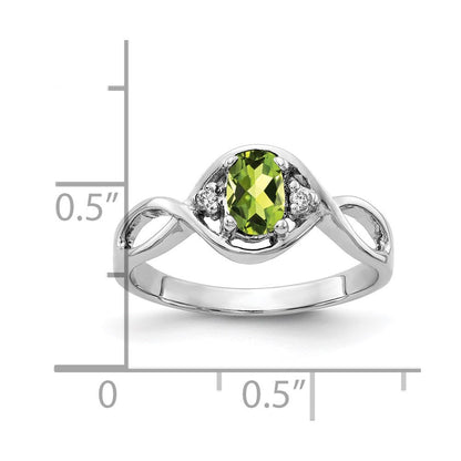 14k White Gold 6x4mm Oval Peridot A Real Diamond ring