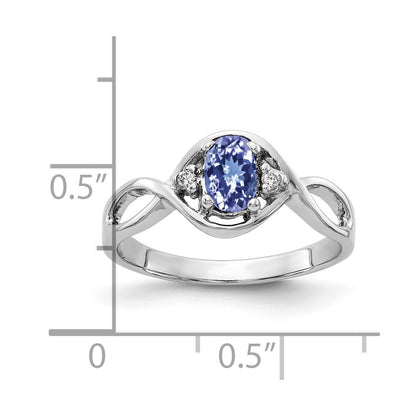 14k White Gold 6x4mm Oval Tanzanite AA Diamond ring