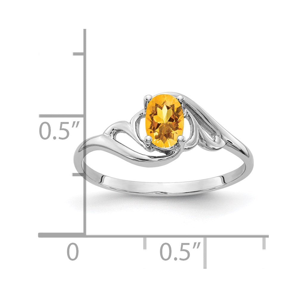 14k white gold 6x4mm oval citrine checker ring y2094cc