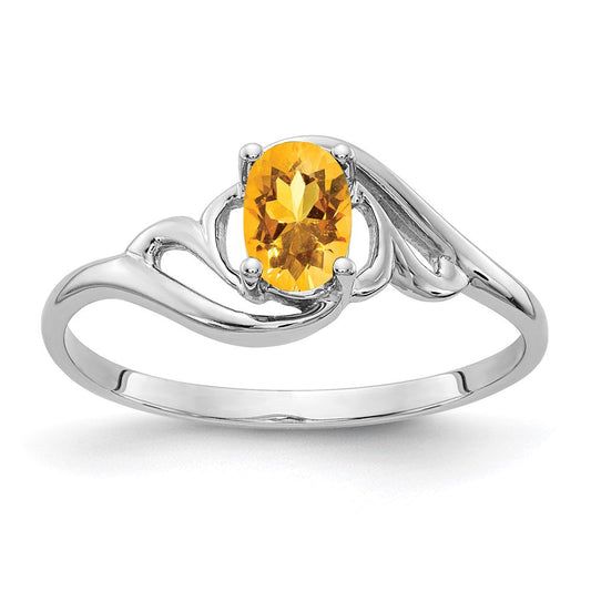 14k white gold 6x4mm oval citrine checker ring y2094cc