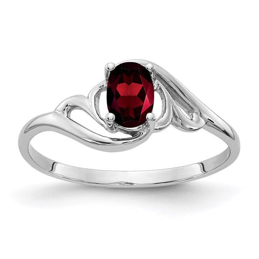 14k white gold 6x4mm oval garnet checker ring y2094gc