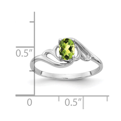 14k white gold 6x4mm oval peridot checker ring y2094pc