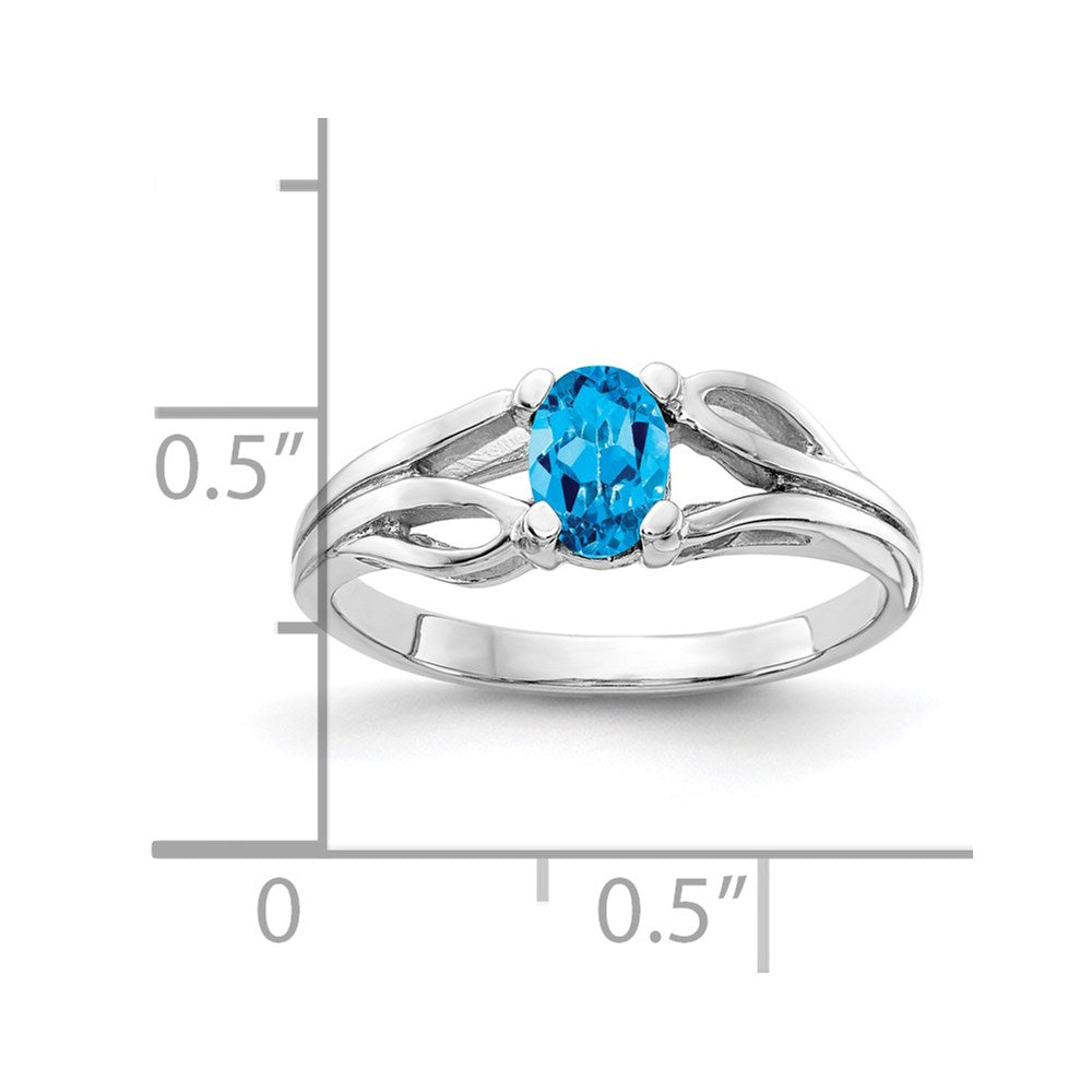 14k white gold 6x4mm oval blue topaz checker ring y2097bc