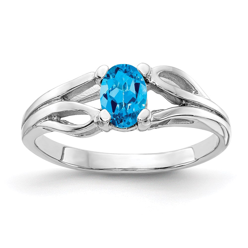 14k white gold 6x4mm oval blue topaz checker ring y2097bc