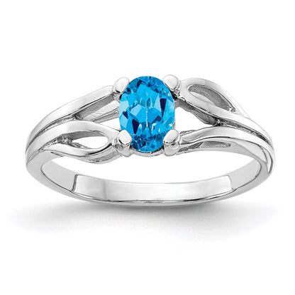 14k white gold 6x4mm oval blue topaz checker ring y2097bc
