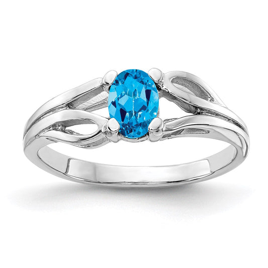 14k white gold 6x4mm oval blue topaz checker ring y2097bc