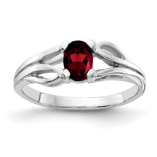Solid 14k White Gold 6x4mm Oval Simulated Garnet Ring
