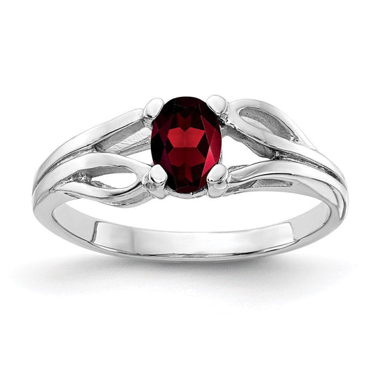 14k white gold 6x4mm oval garnet checker ring y2097gc