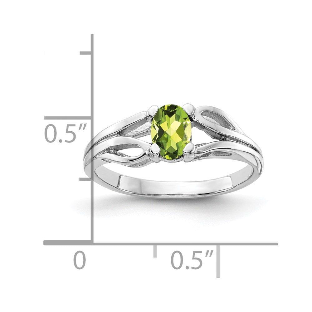 14k white gold 6x4mm oval peridot checker ring y2097pc