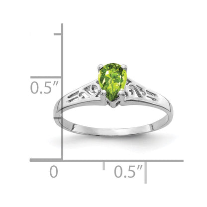 14k White Gold 6x4mm Pear Peridot ring