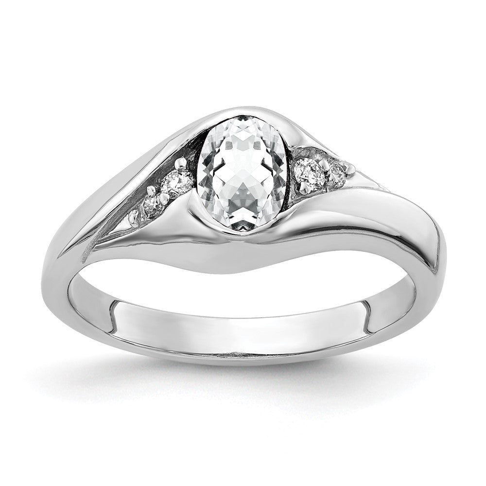 14k White Gold 6x4mm Oval Cubic Zirconia AAA Real Diamond ring
