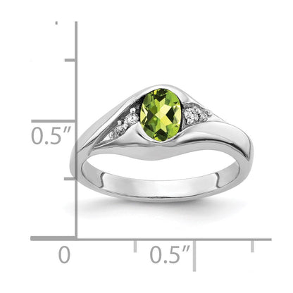 14k White Gold 6x4mm Oval Peridot A Real Diamond ring