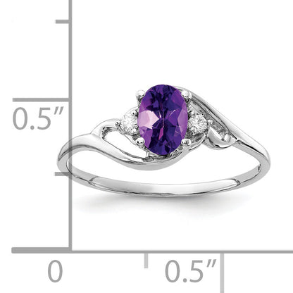 Solid 14k White Gold 6x4mm Oval Simulated Amethyst VS CZ Ring