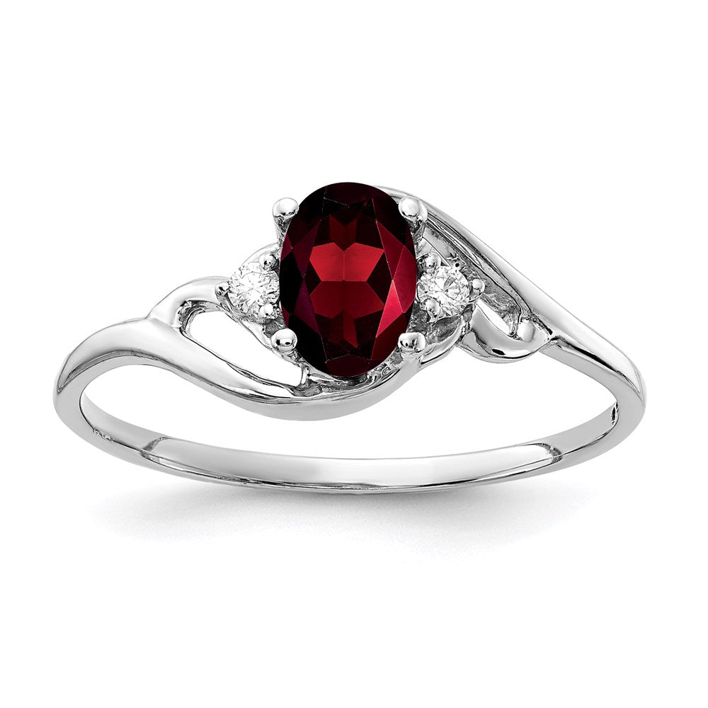 14k White Gold 6x4mm Oval Garnet A Real Diamond ring