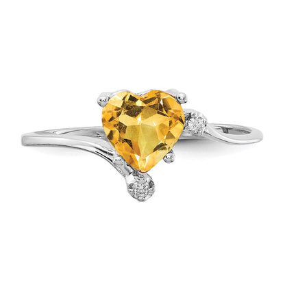 14k White Gold Citrine Real Diamond ring