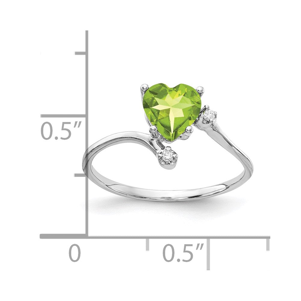 14k White Gold 6mm Heart Peridot A Real Diamond ring