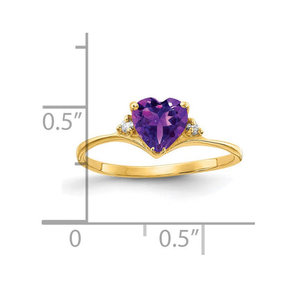 14K Yellow Gold 6mm Heart Amethyst A Real Diamond ring