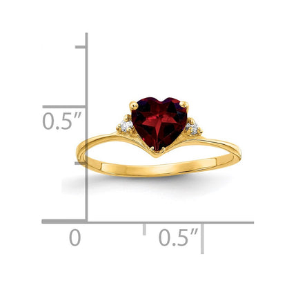 14K Yellow Gold 6mm Heart Garnet A Real Diamond ring