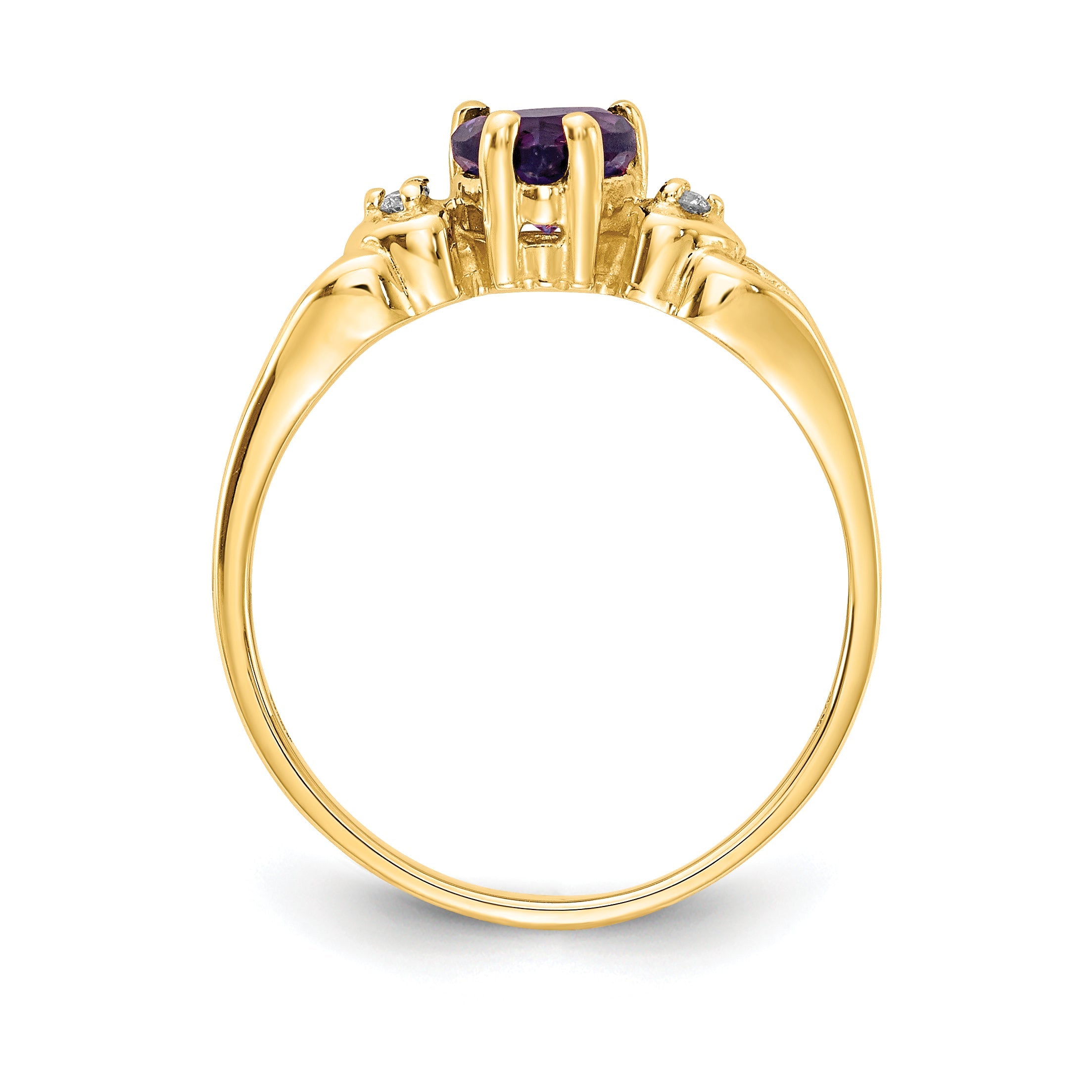 Solid 14k Yellow Gold 5mm Heart Simulated Amethyst AAA CZ Ring