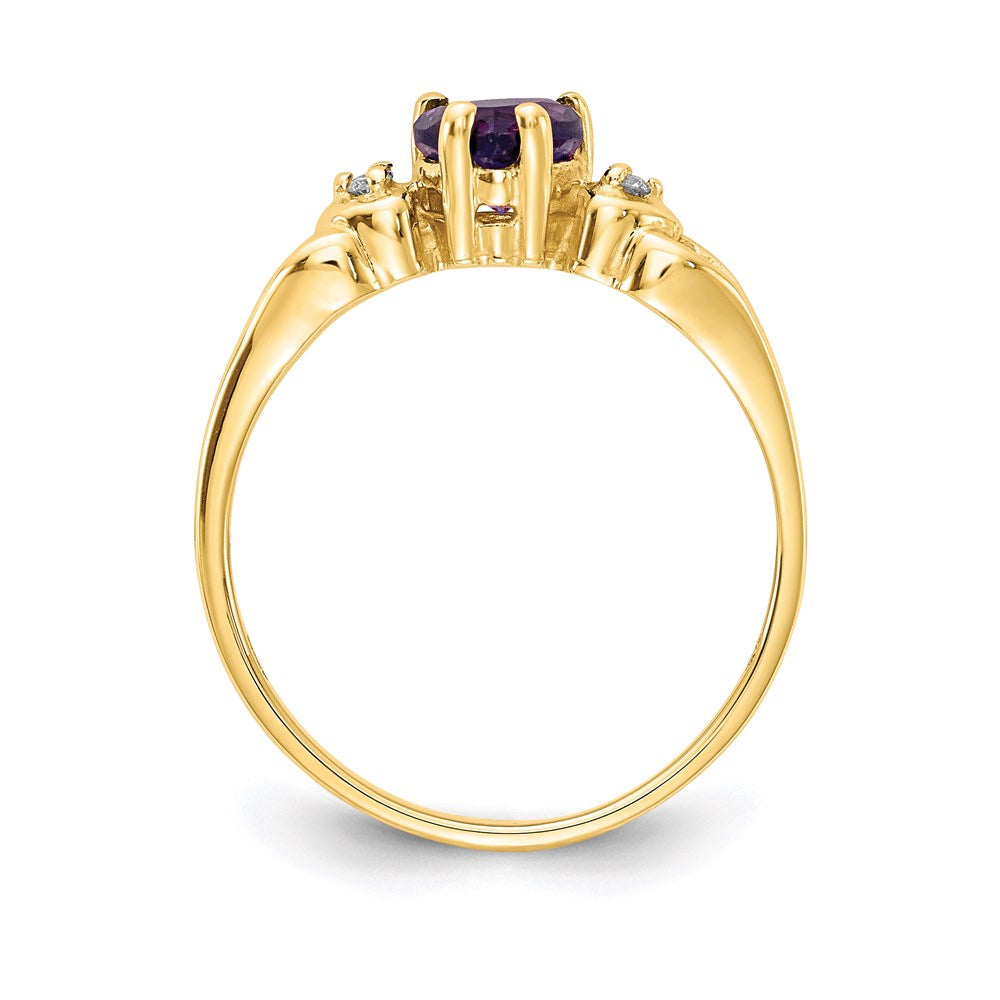14K Yellow Gold 5mm Heart Amethyst A Real Diamond ring