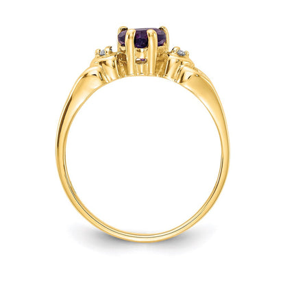 14K Yellow Gold 5mm Heart Amethyst A Real Diamond ring