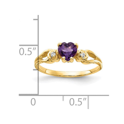 14K Yellow Gold 5mm Heart Amethyst A Real Diamond ring