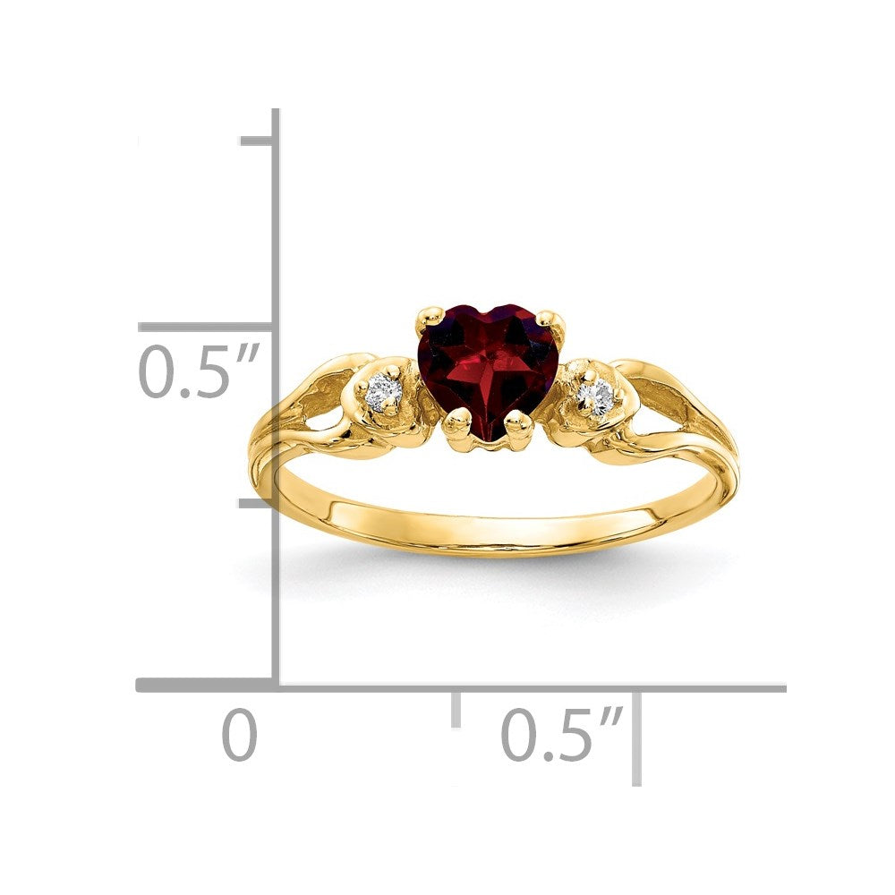 14K Yellow Gold 5mm Heart Garnet A Real Diamond ring
