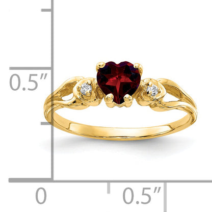 Solid 14k Yellow Gold 5mm Heart Simulated Garnet AA CZ Ring