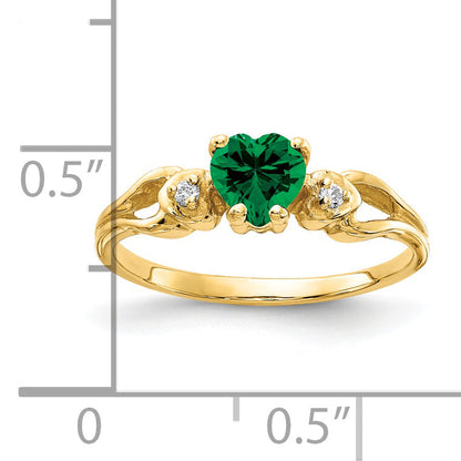 Solid 14k Yellow Gold 5mm Heart Mount St. Helens VS Simulated CZ Ring