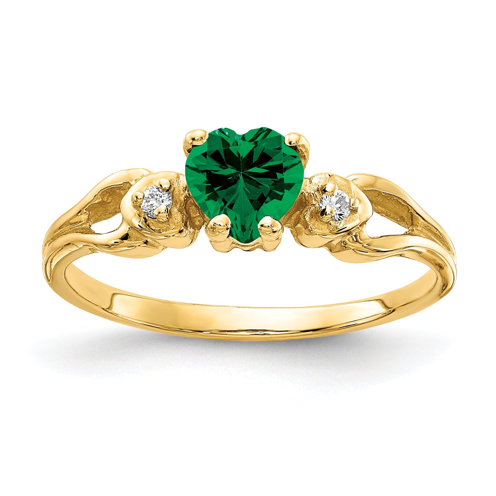 Solid 14k Yellow Gold 5mm Heart Mount St. Helens VS Simulated CZ Ring