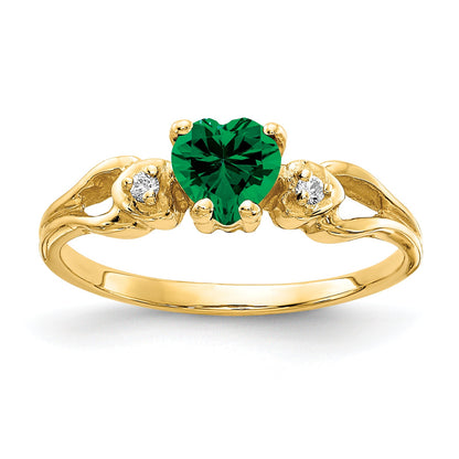 Solid 14k Yellow Gold 5mm Heart Mount St. Helens VS Simulated CZ Ring