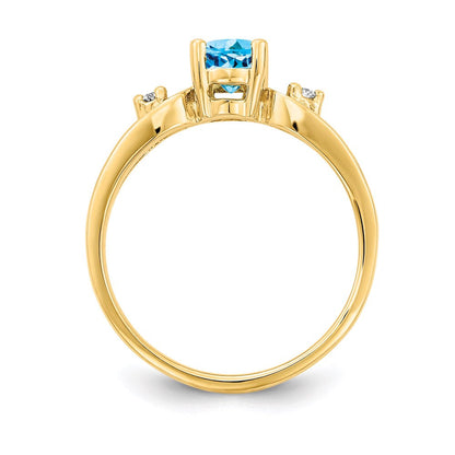 14k yellow gold 7x5mm oval blue topaz checker a real diamond ring y2189bc a