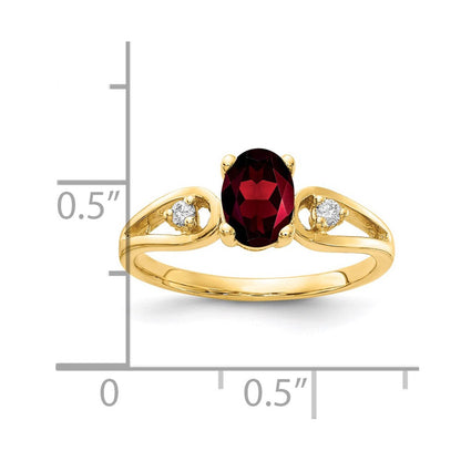 14K Yellow Gold 7x5mm Oval Garnet A Real Diamond ring