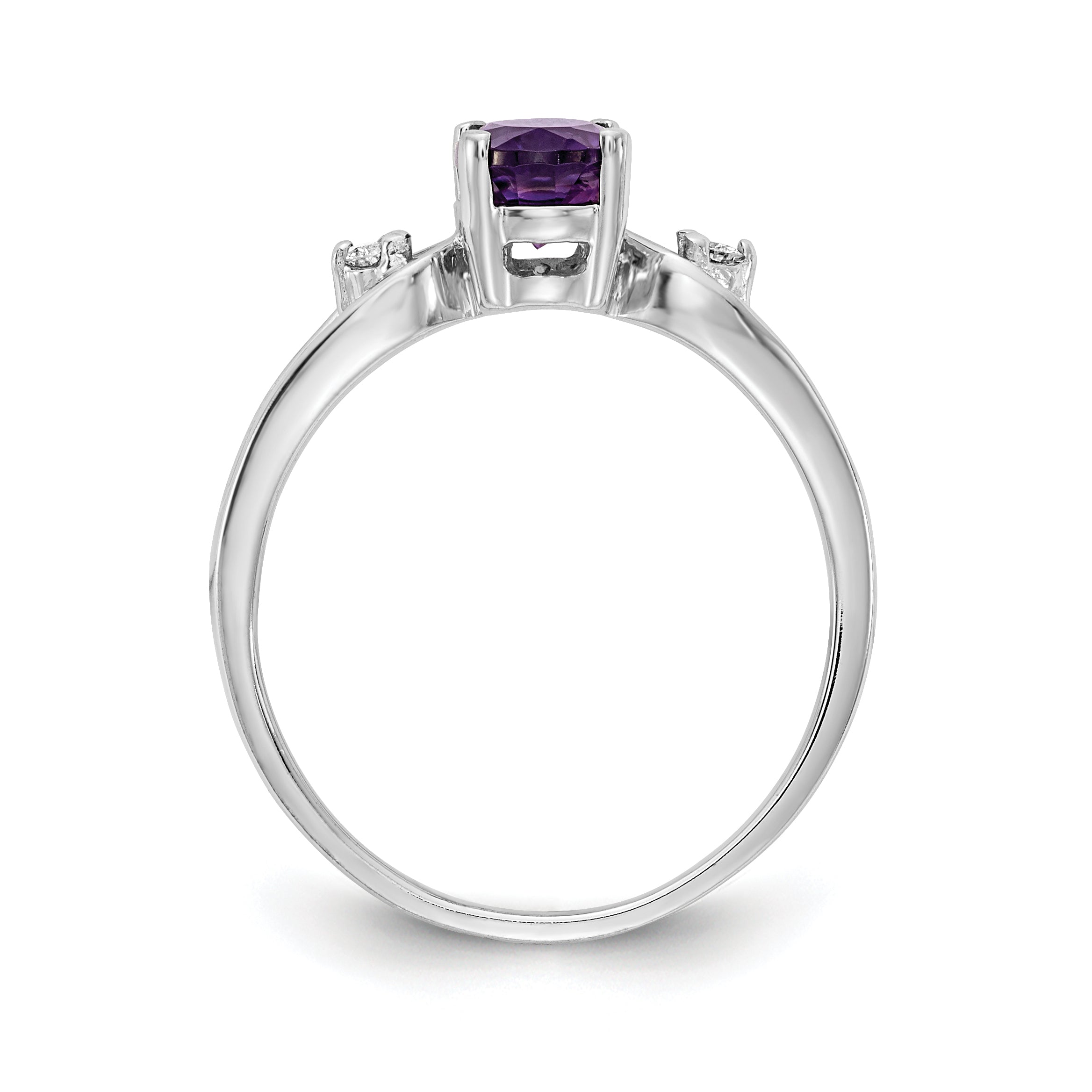 Solid 14k White Gold 7x5mm Oval Simulated Amethyst AA CZ Ring