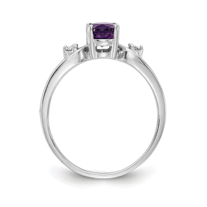 Solid 14k White Gold 7x5mm Oval Simulated Amethyst AA CZ Ring