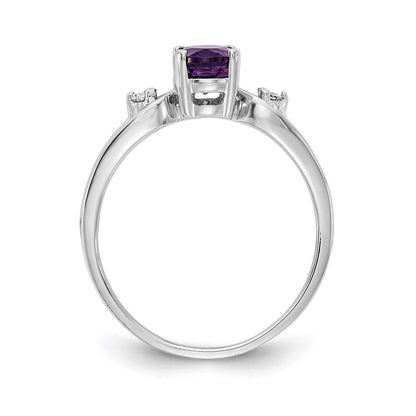 14k White Gold 7x5mm Oval Amethyst A Real Diamond ring