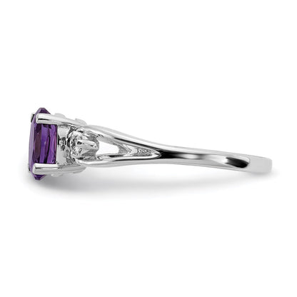 14k White Gold 7x5mm Oval Amethyst A Real Diamond ring