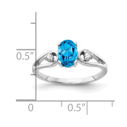 14k white gold 7x5mm oval blue topaz checker a real diamond ring y2190bc a