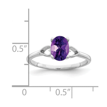 14k white gold 7x5mm oval amethyst checker ring y2194ac