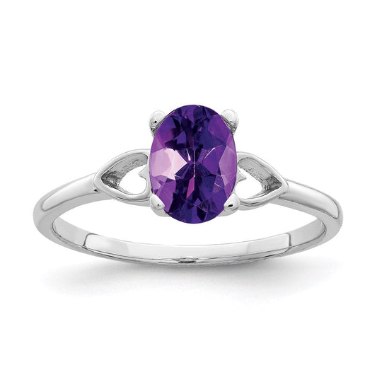14k white gold 7x5mm oval amethyst checker ring y2194ac