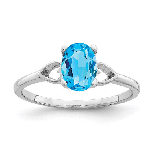 14k white gold 7x5mm oval blue topaz checker ring y2194bc