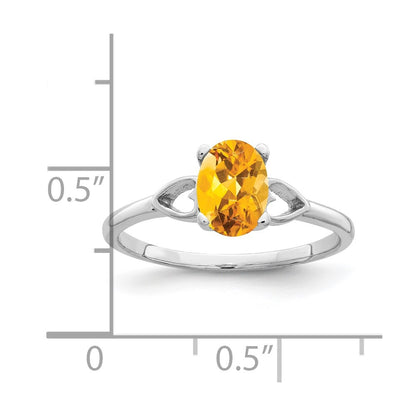 14k White Gold 7x5mm Oval Citrine ring