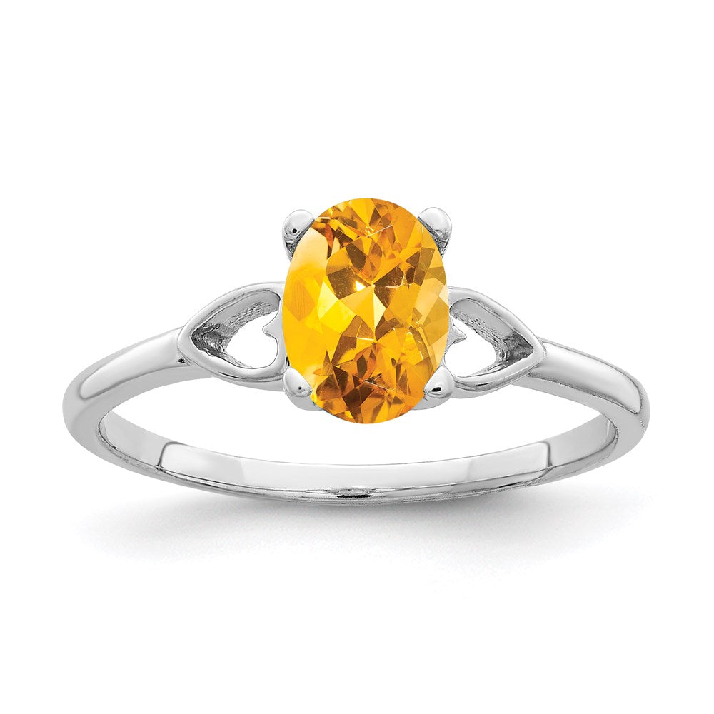 14k white gold 7x5mm oval citrine checker ring y2194cc