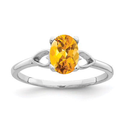 14k white gold 7x5mm oval citrine checker ring y2194cc