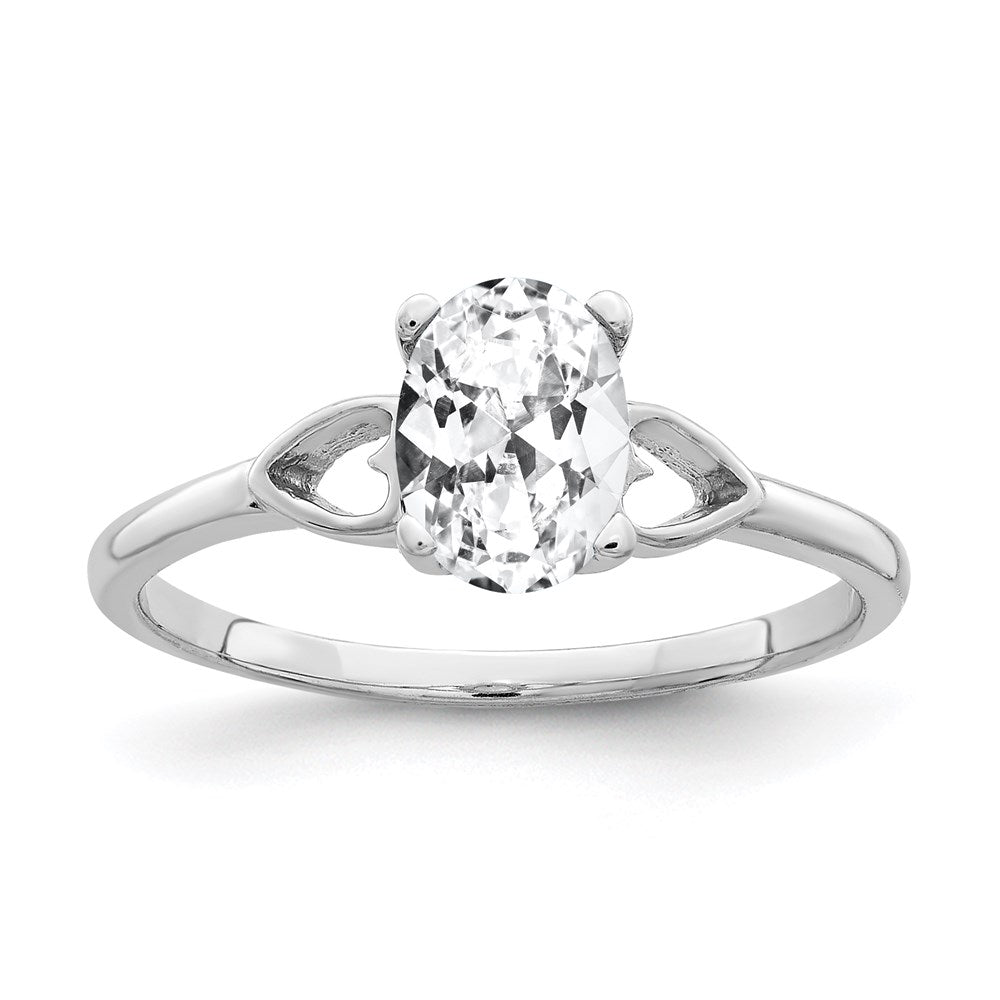 14k White Gold 7x5mm Oval Cubic Zirconia ring