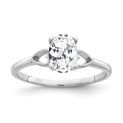 14k White Gold 7x5mm Oval Cubic Zirconia ring