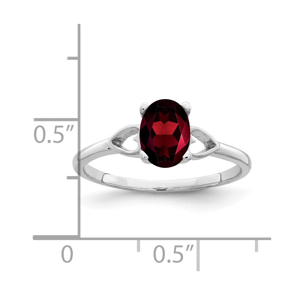 14k white gold 7x5mm oval garnet checker ring y2194gc
