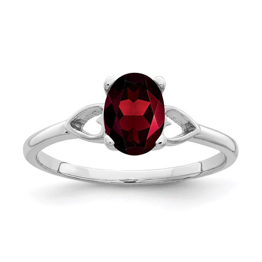 14k white gold 7x5mm oval garnet checker ring y2194gc