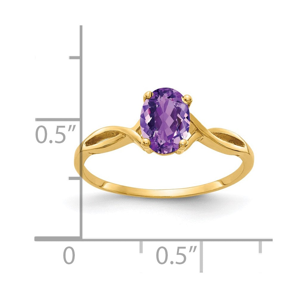 14K Yellow Gold 7x5mm Oval Amethyst ring
