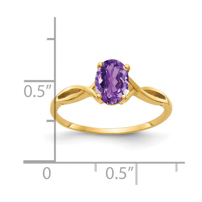 14K Yellow Gold 7x5mm Oval Amethyst ring